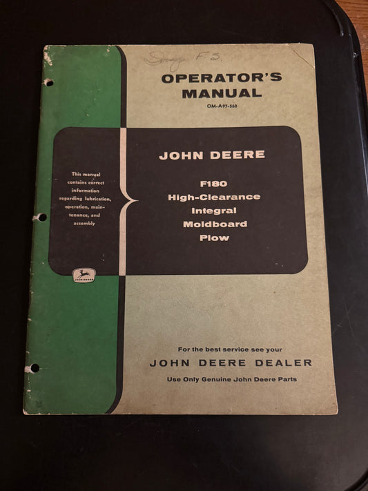 John Deere _ F180 High-Clearance Integral Moldboard Plow _ Operator’s Manual OM-A977-560