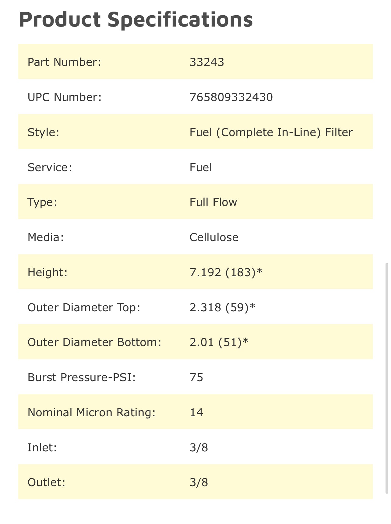 NAPA 3243 Fuel Filter