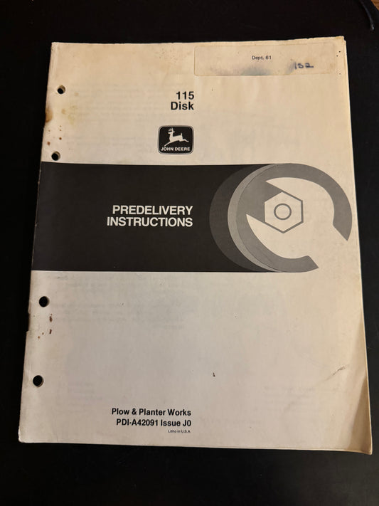 John Deere _ 115 Disk _ Predelivery Instructions PDI-A42091 J0