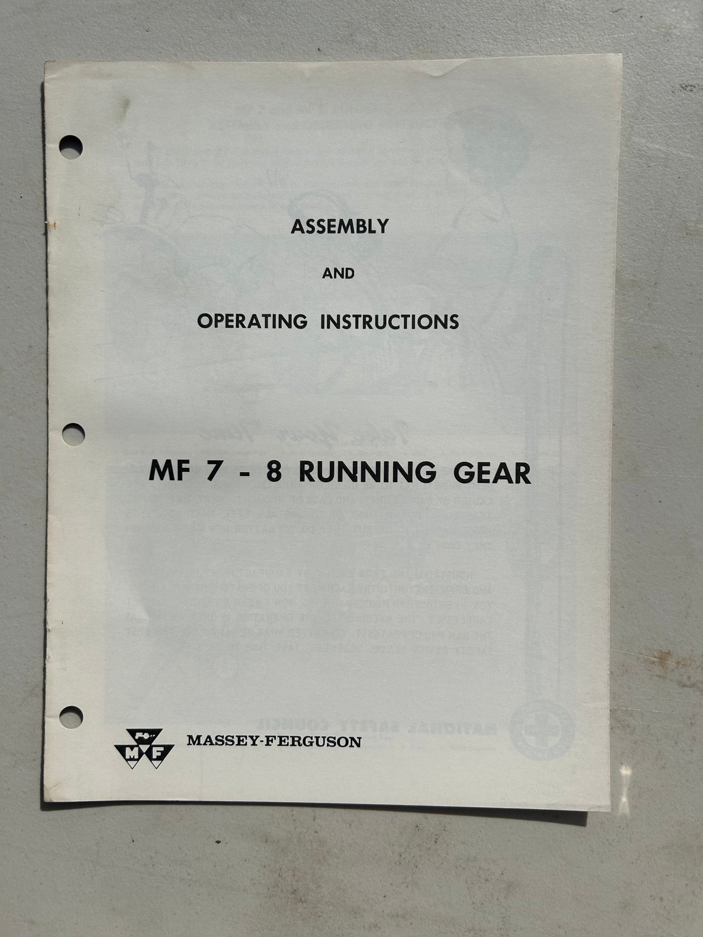 Massey Ferguson MF 7 - MF 8 Running Gear _ Assembly & Operating Instructions