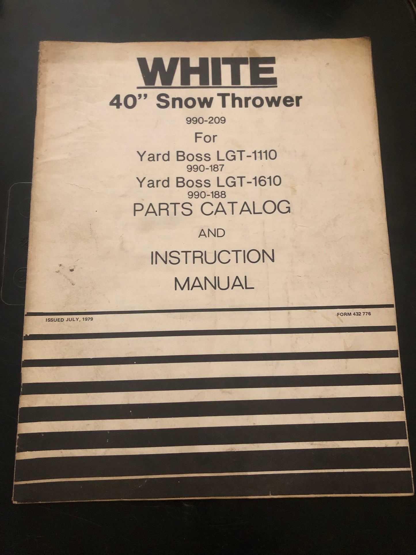 White _ 40” Snow Thrower for Yard Boss LGT-1110 & LGT-1610 _ Parts Catalog & Instruction Manual