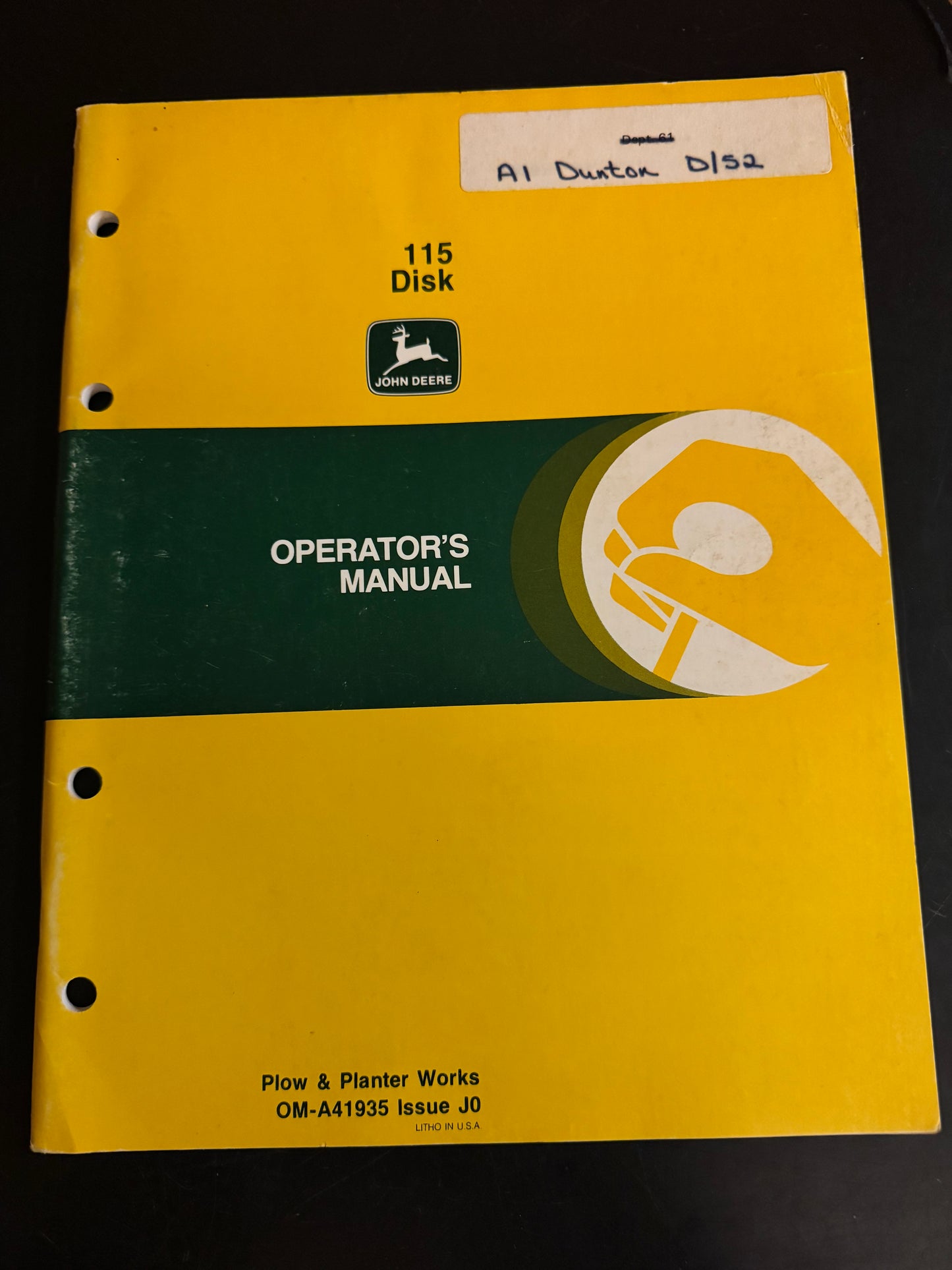 John Deere _ 115 Disk _ Operator's Manual