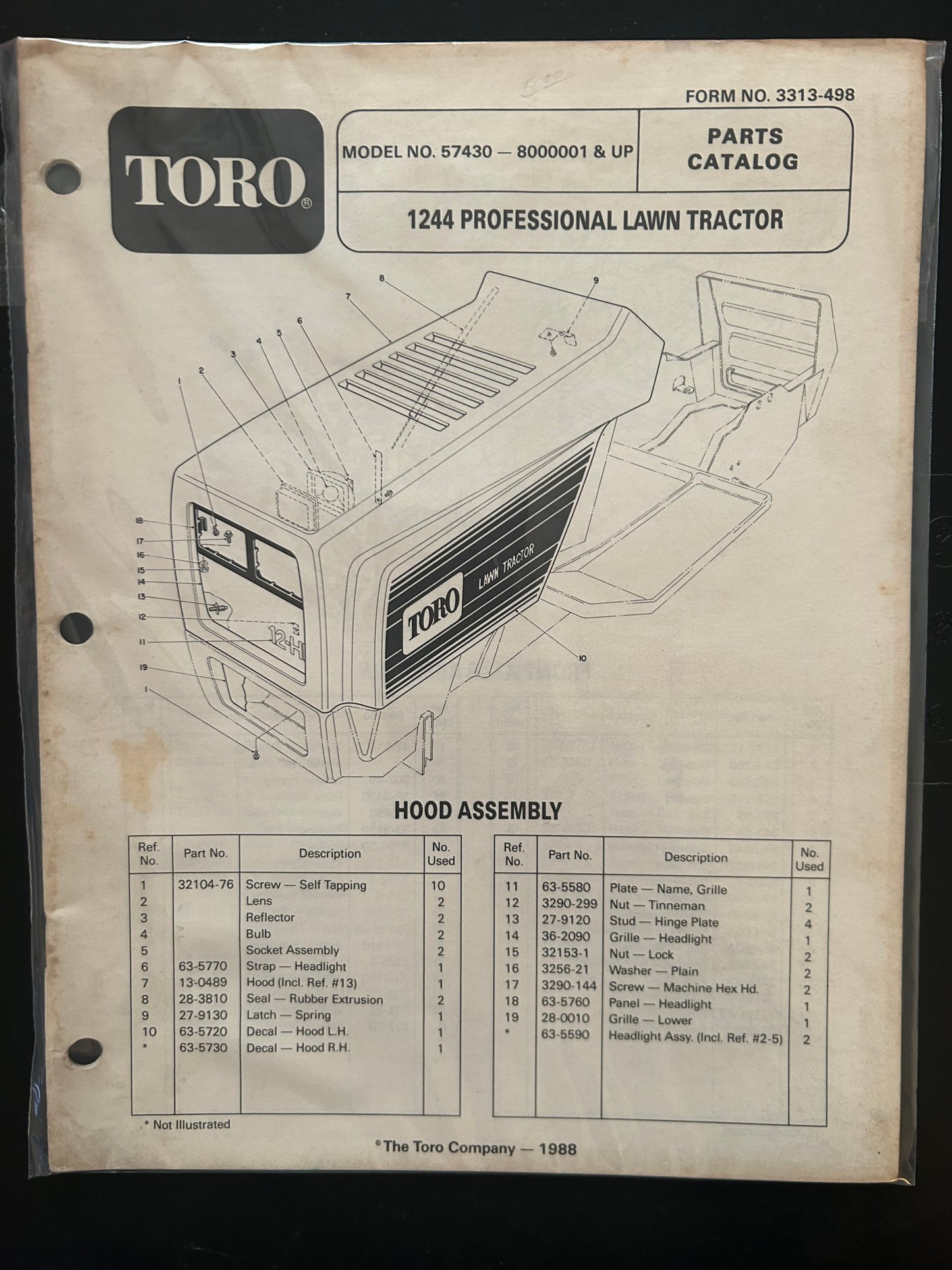 Toro _ 1244 PROFESSIONAL LAWN TRACTOR _ Parts Catalog