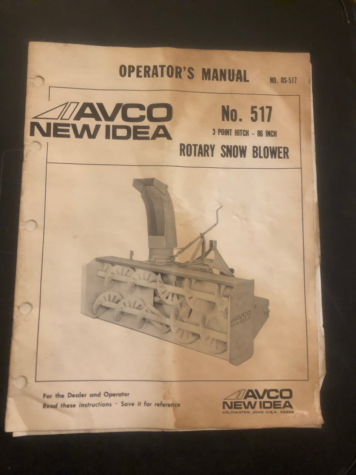 New Idea _ Nos. 517 Rotary Snow Blower RS-517 _ Operator’s Manual