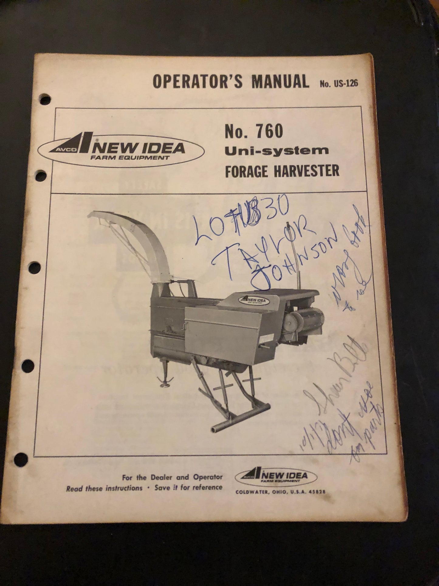 New Idea _ no 760 Uni-system Forage Harvester _ Operator’s Manual