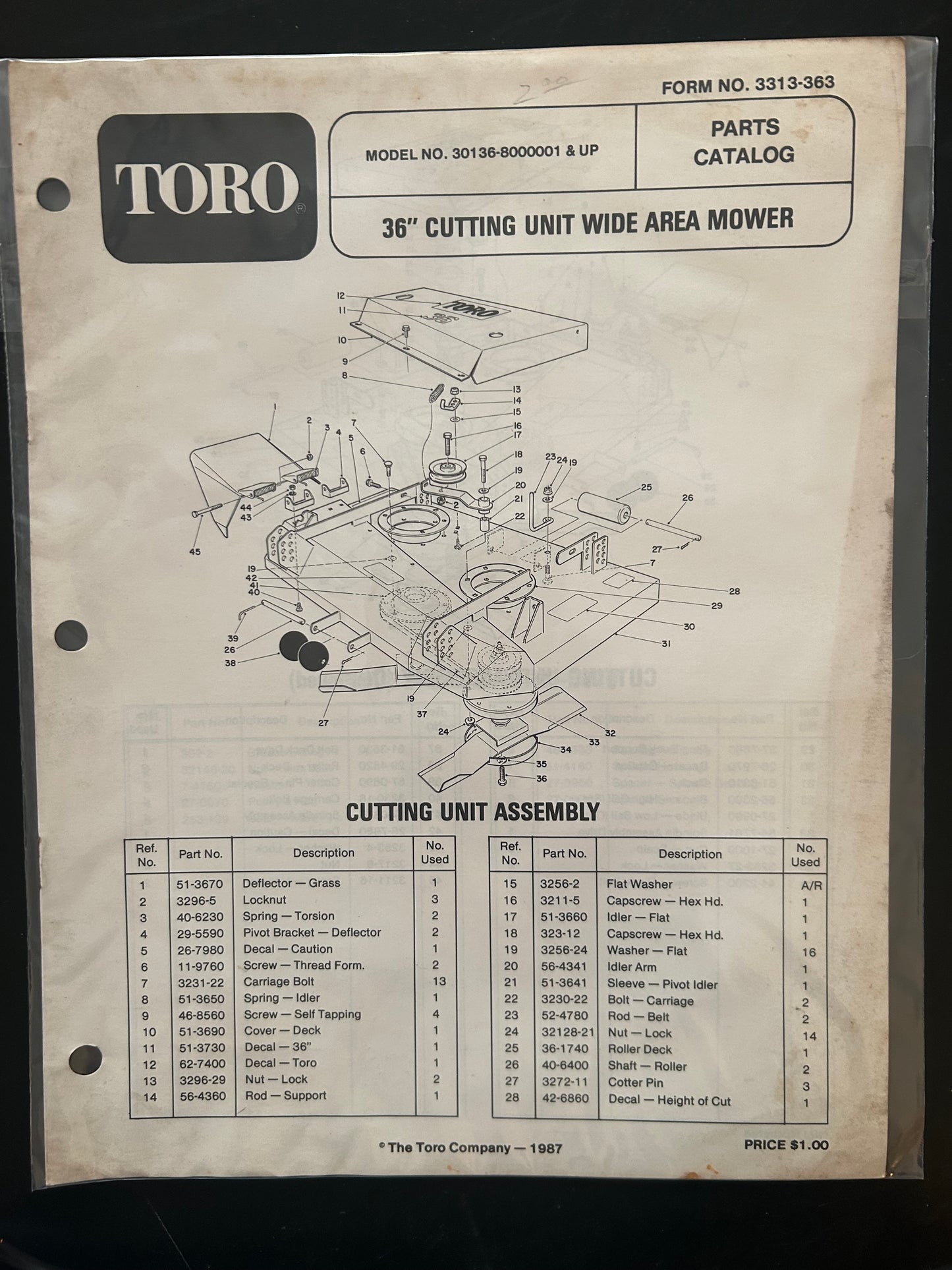 Toro _ 36" CUTTING UNIT WIDE AREA MOWER _ Parts Catalog