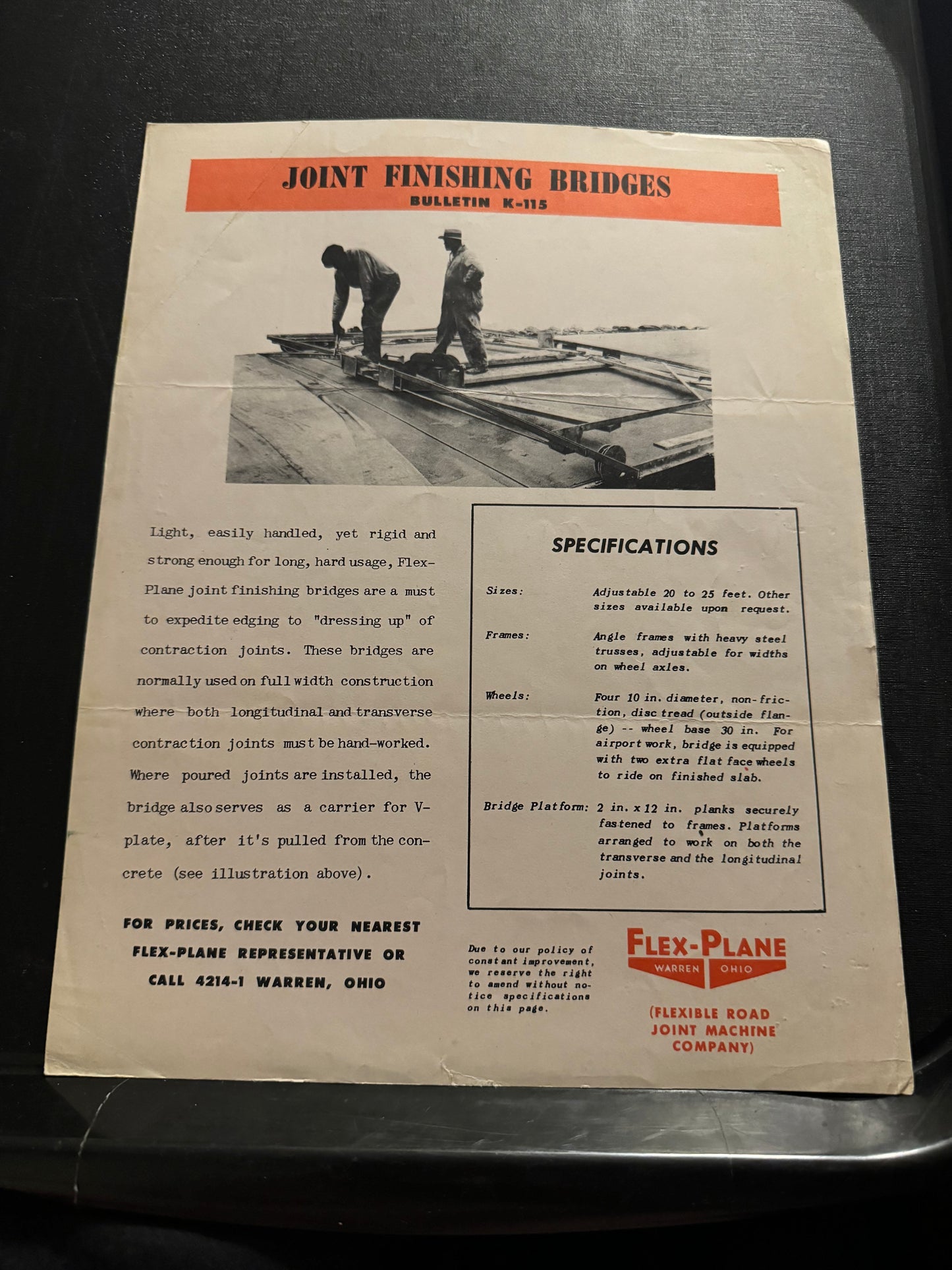 Flex-Plane _ Joint Finishing Bridges Bulletin K-115