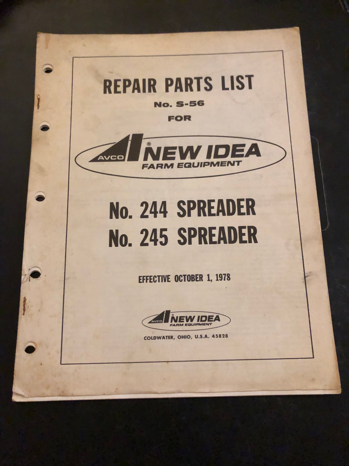 New Idea _ no 244 & 245 Spreader _ Repair Parts List