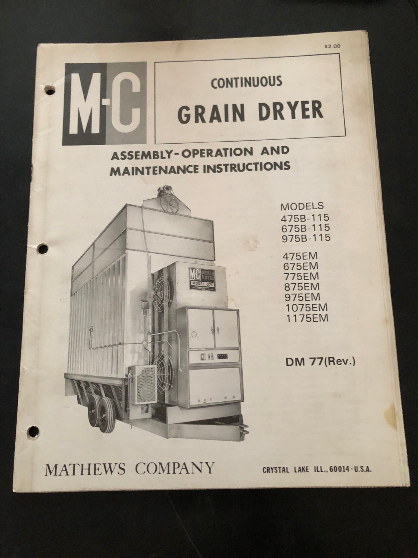 MC _ Continuous Grain Dryer DM-77 _ Assembly-Operation & Maintenance Instructions