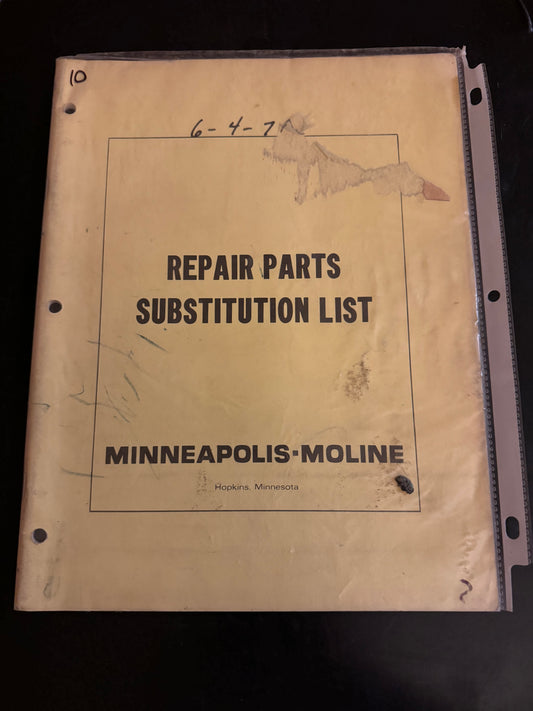 Minneapolis Moline _ Repair Parts Substitution List