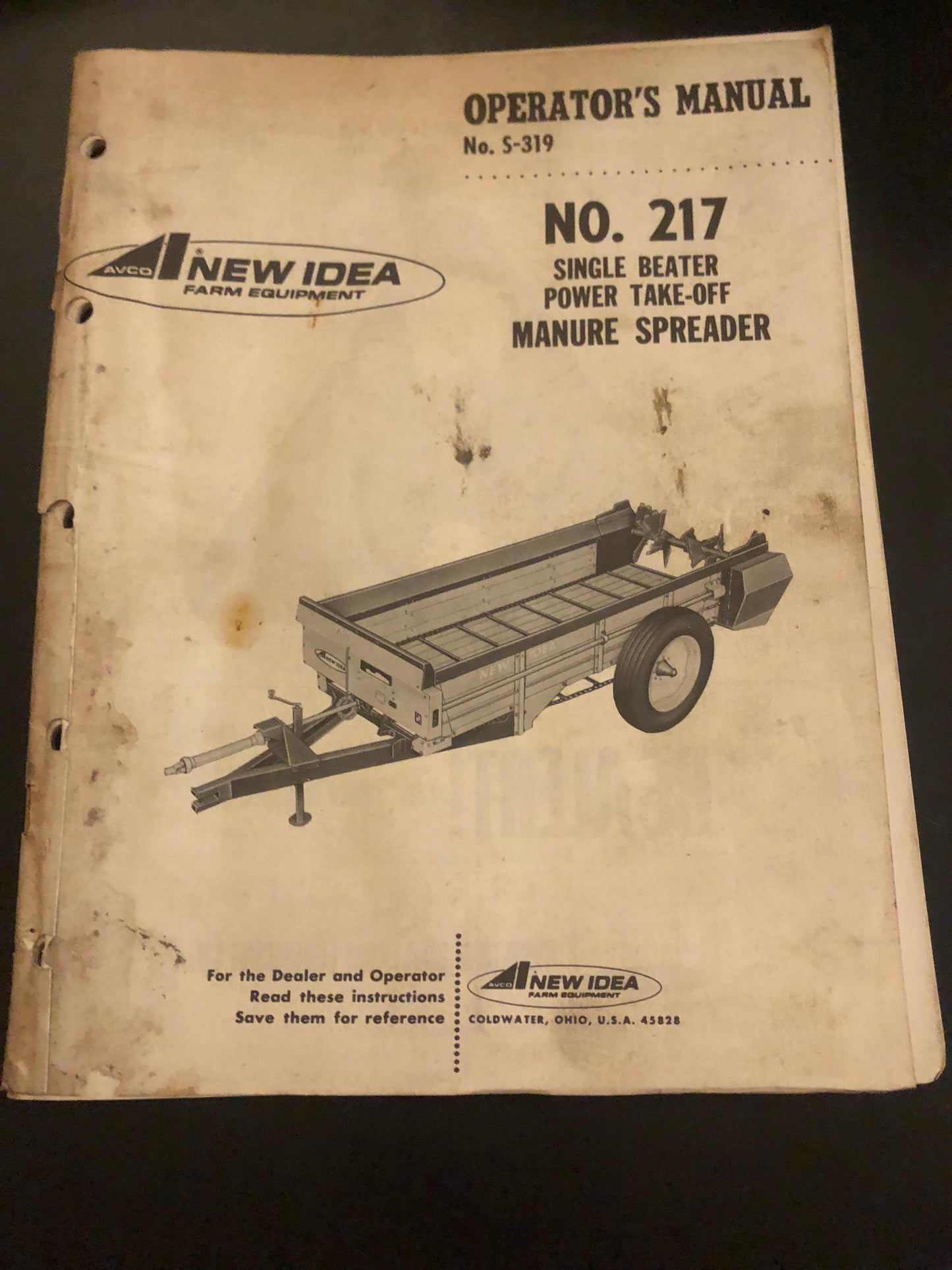 New Idea _ no 217 single beater, power take-off Manure Spreader _ Operator’s Manual