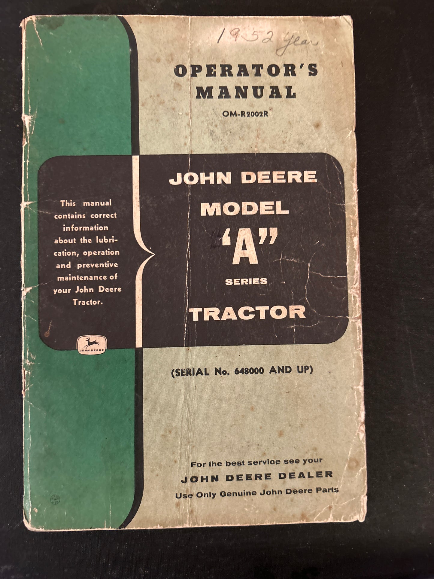 John Deere Model A Series Tractor _ Operator's Manual _ OM-R2002R