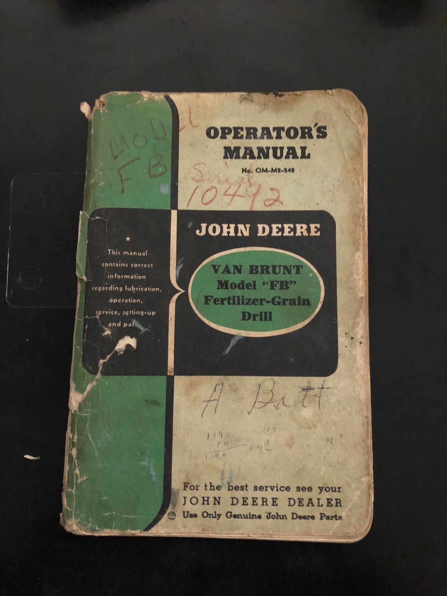 John Deere _ Van Brunt model “FB” Fertilizer-Grain Drill _ Operator’s Manual