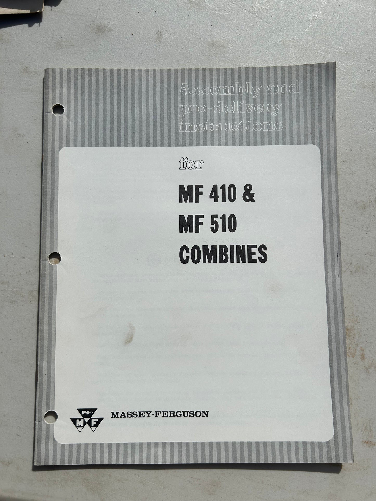 Massey Ferguson MF 410 & 510 Combines _ Assembly & Pre-Delivery Instructions