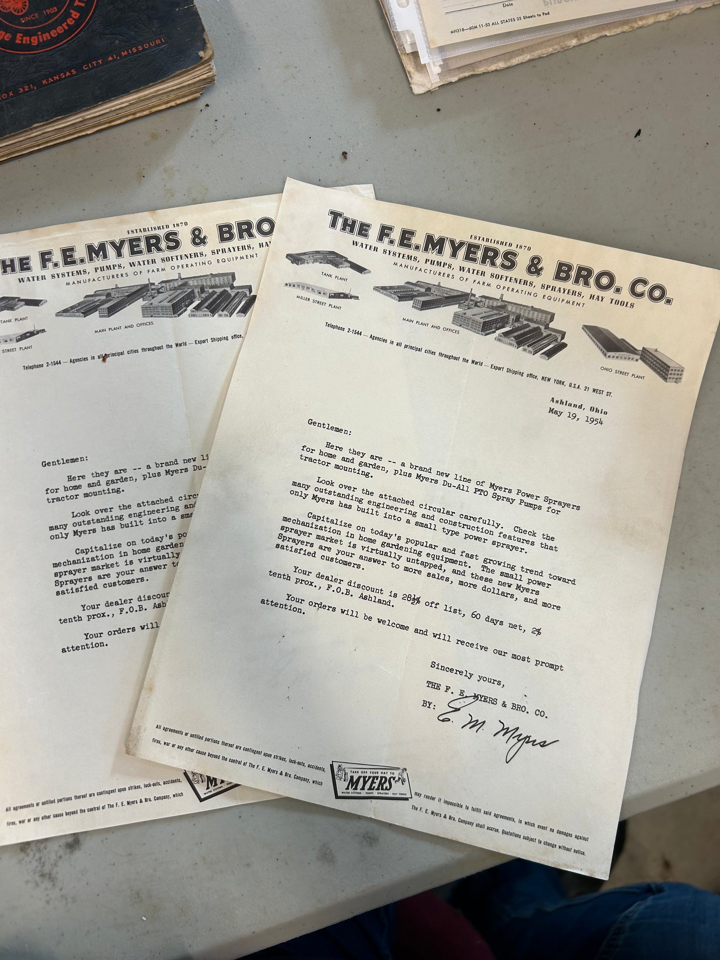 F.E. Myers & Bro Co Letters