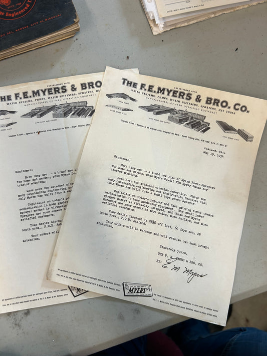 F.E. Myers & Bro Co Letters