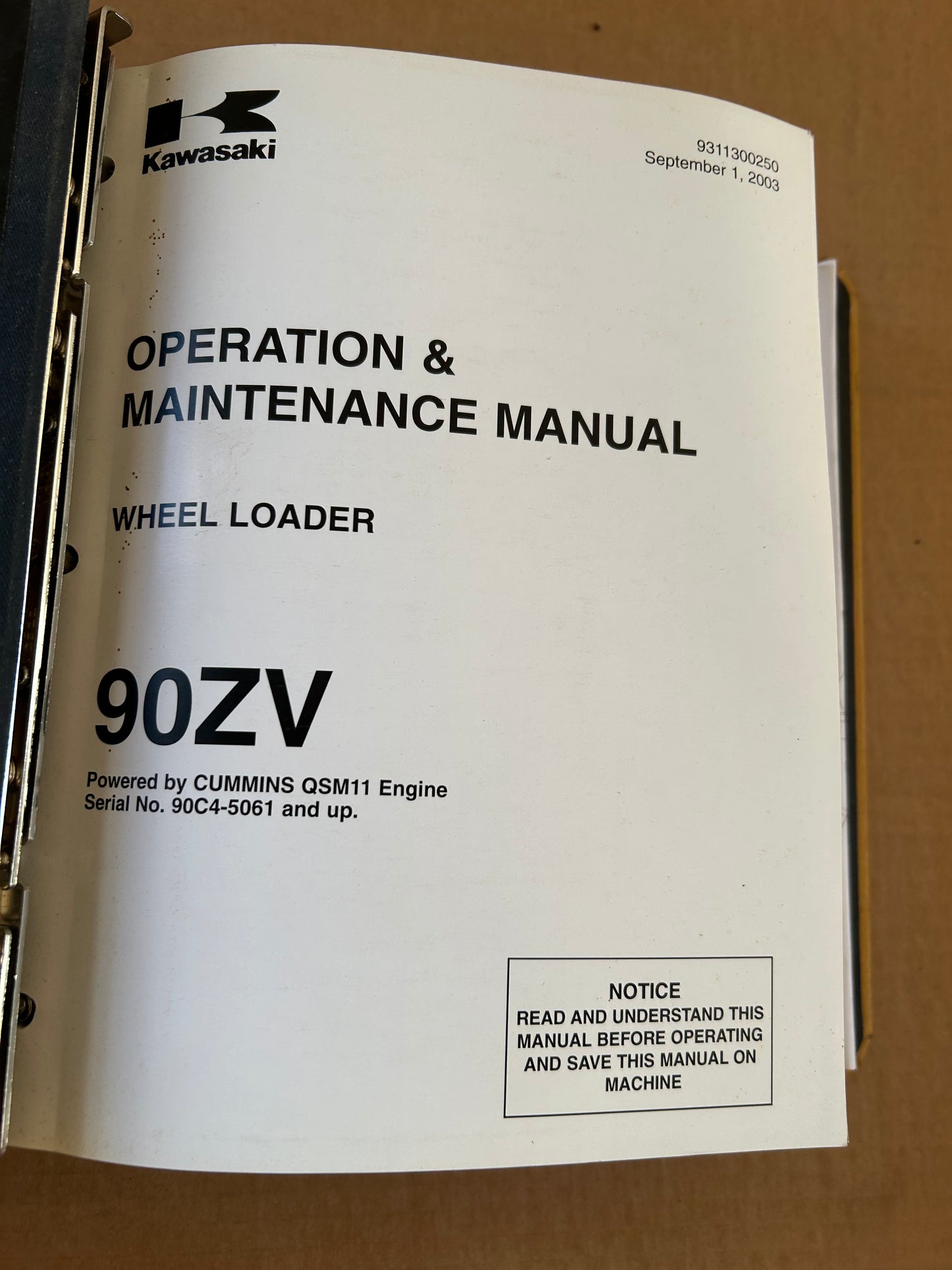 Kawasaki _ 90ZV Wheel Loader _ Binder