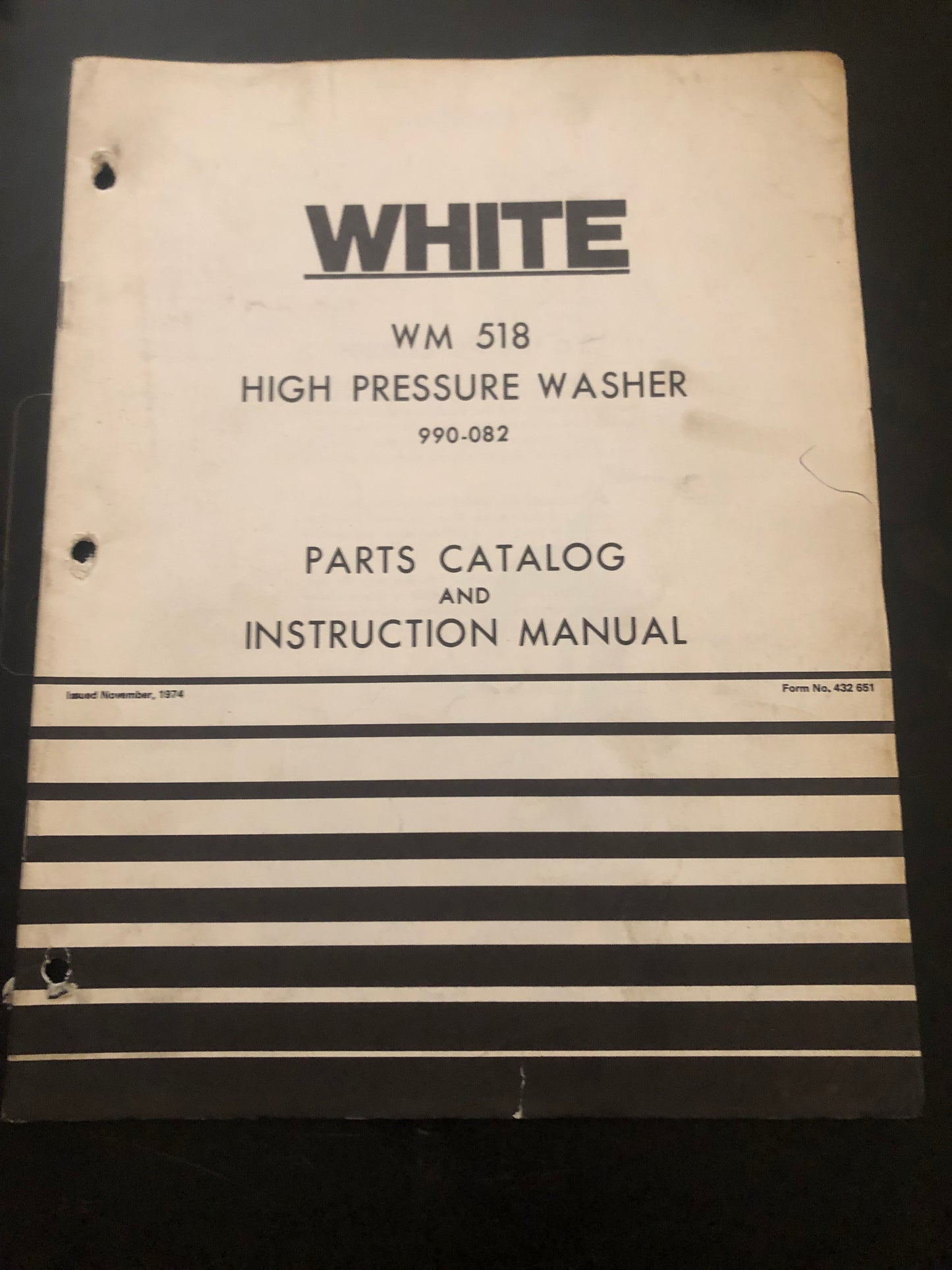 White _ WM 518 High Pressure Washer _ Parts Catalog & Instruction Manual