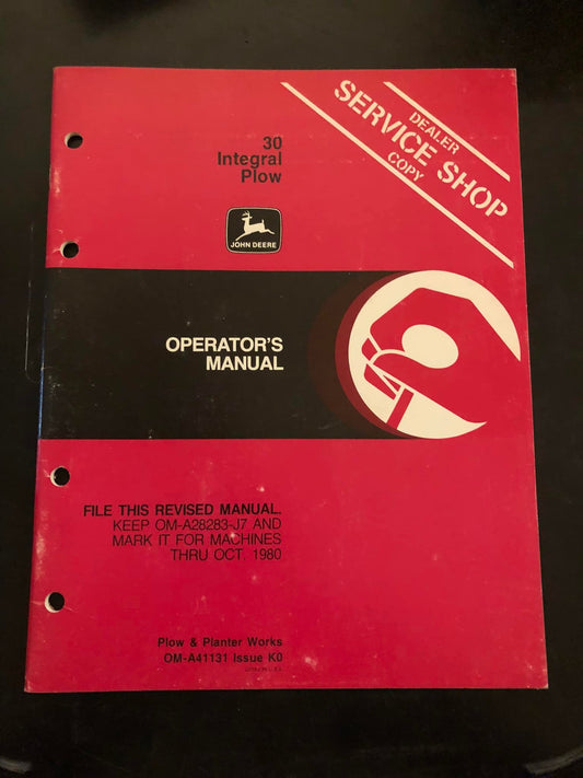 John Deere _ 30 Integral Plow _ Operator's Manual OM-A41131 K0