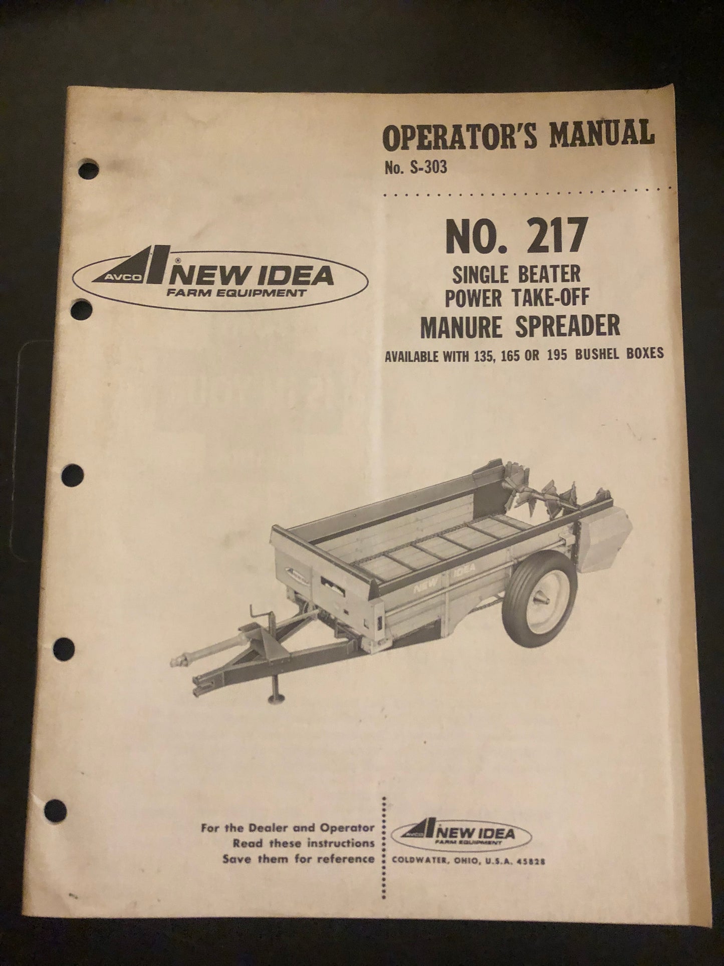 New Idea _ no 217 single beater, power take-off Manure Spreader _ Operator’s Manual