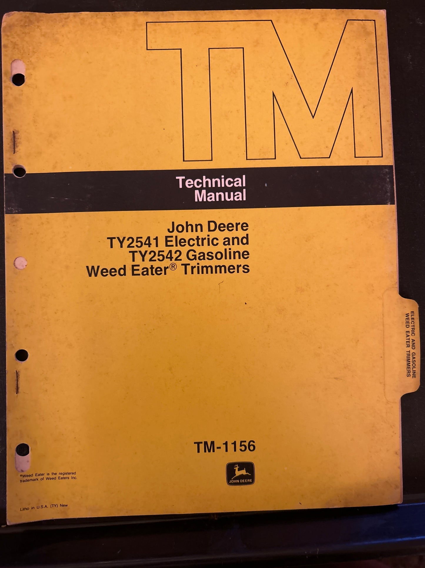 John Deere _ TY2541 Electric & TY2542 Gasoline Weed Eater Trimmers _ Technical Manual TM-1156