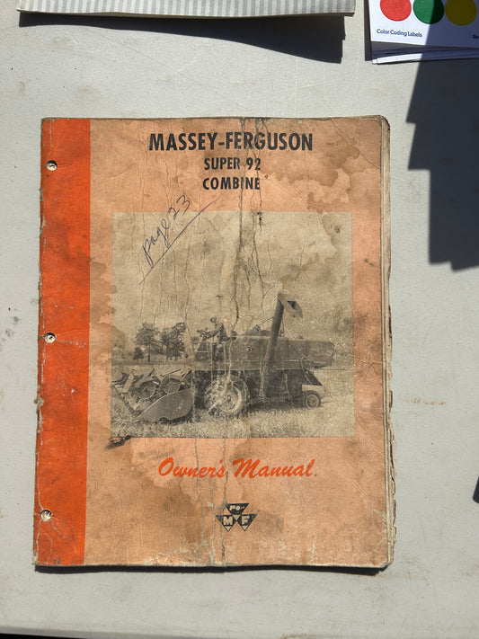 Massey Ferguson Super 92 Combine _ Owner’s Manual