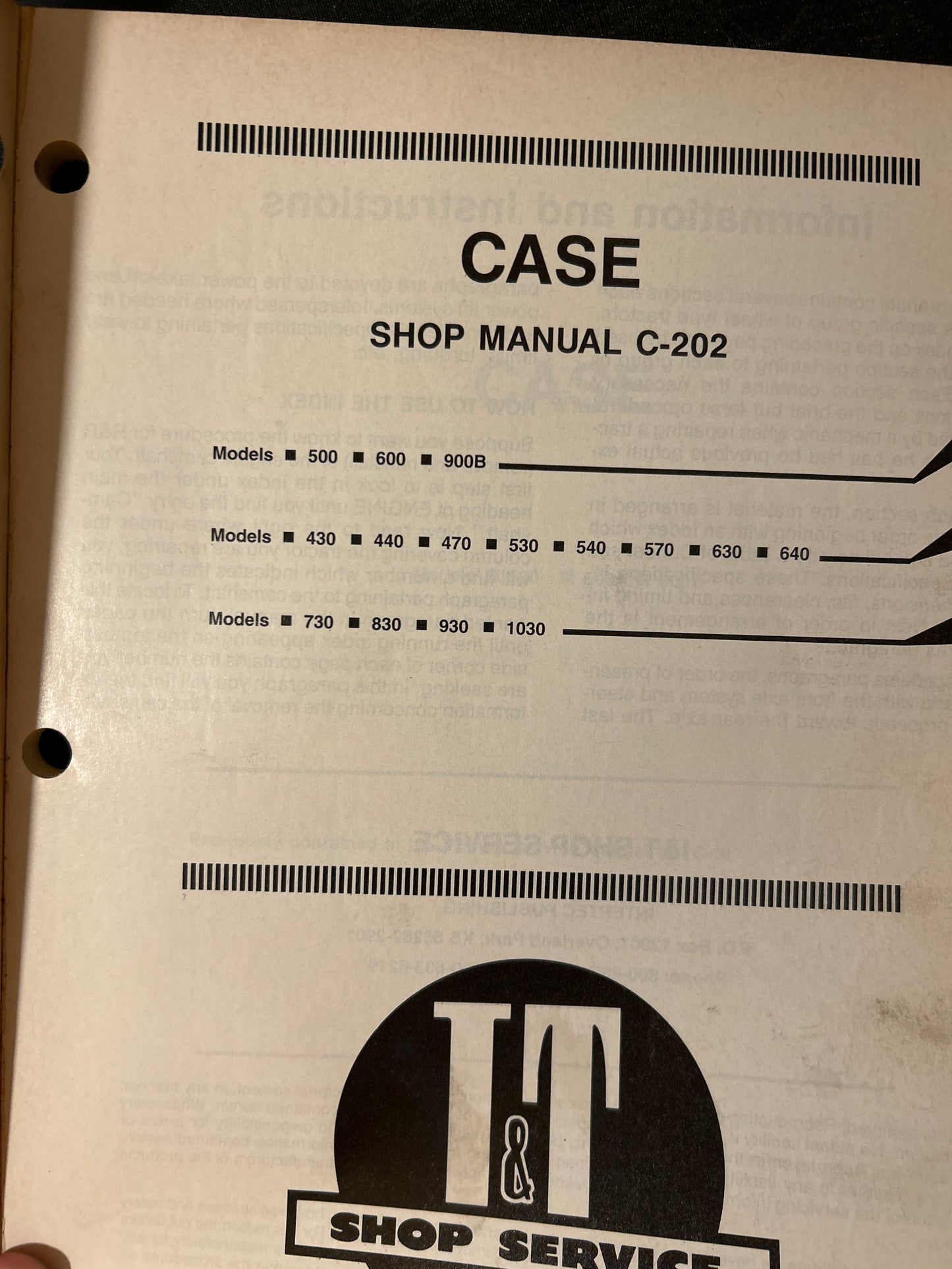 I&T _ JI Case Collection of manuals _ Shop Manual C-202