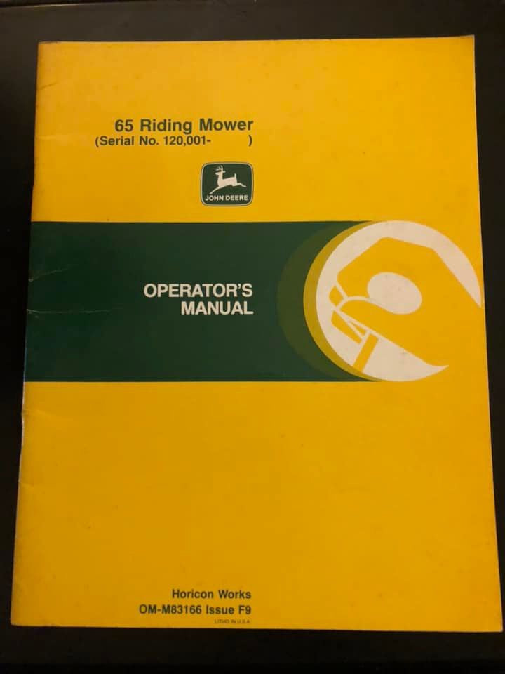 John Deere _ 65 Riding Mower _ Operator’s Manual