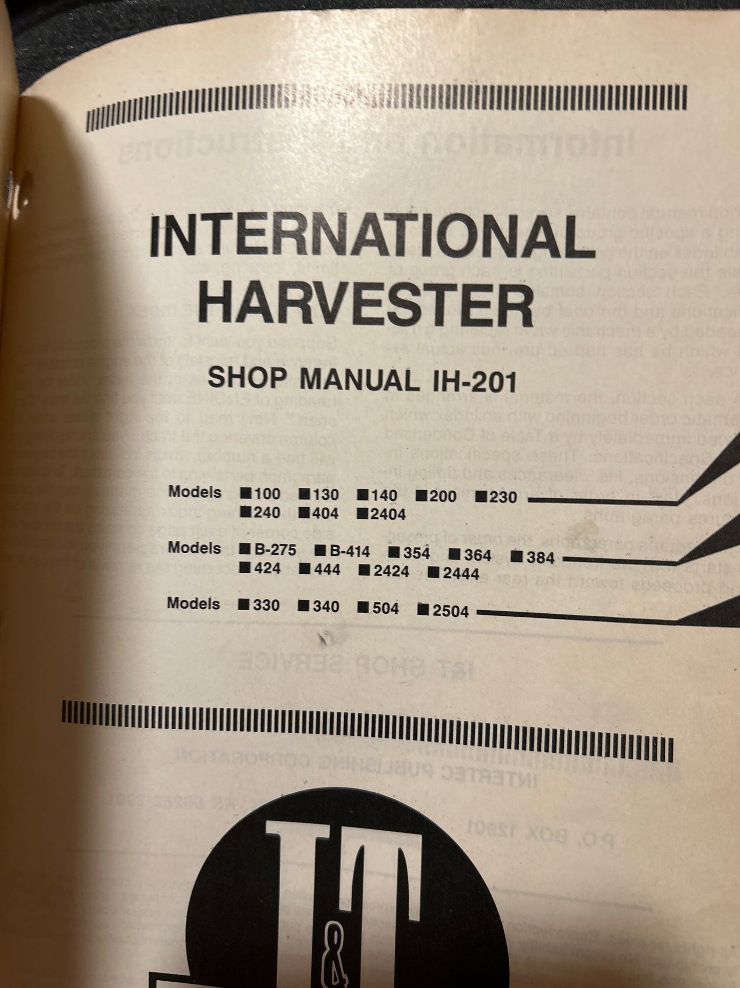 I&T _ International Harvester Collection of manuals _ Shop Manual IH-201