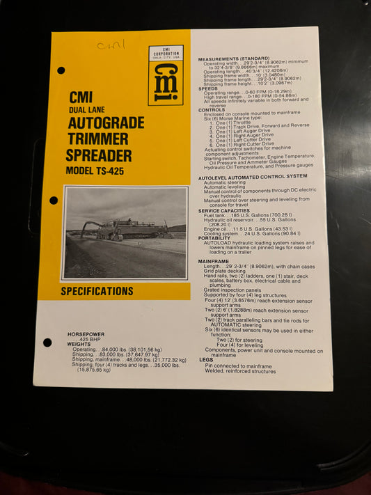 CMI _ dual lane Autograde Trimmer Spreader model TS-425