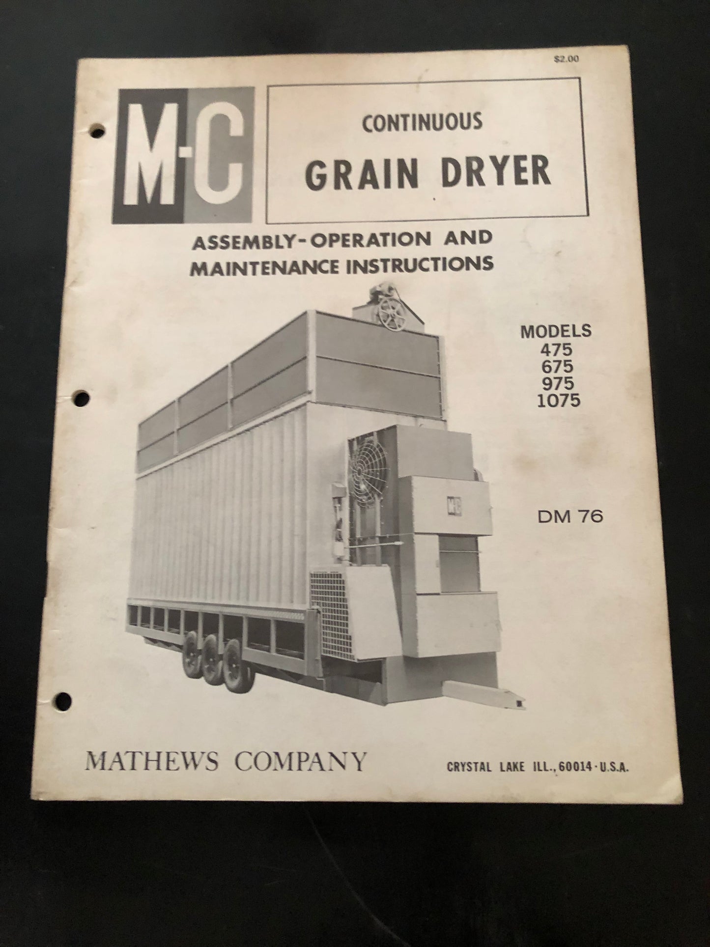 MC _ Continuous Grain Dryer models 475, 675, 975 & 1075 _ Assembly-Operation & Maintenance Instructions