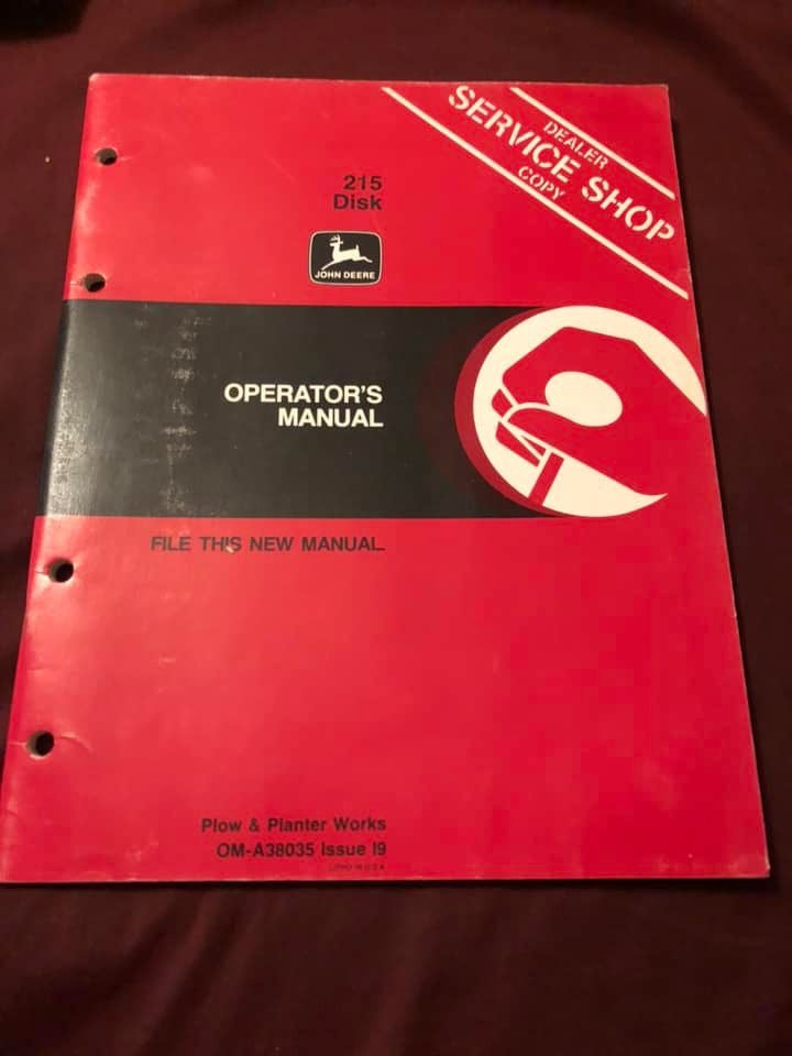 John Deere _ 215 Disk _ Operator's Manual