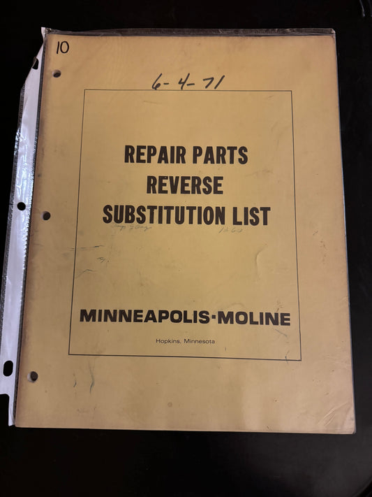 Minneapolis Moline _ Repair Parts Reverse Substitution List