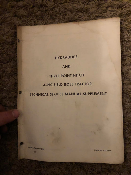 White _ Hydraulics & Three Point Hitch 4-210 Field Boss _ Technical service manual supplement