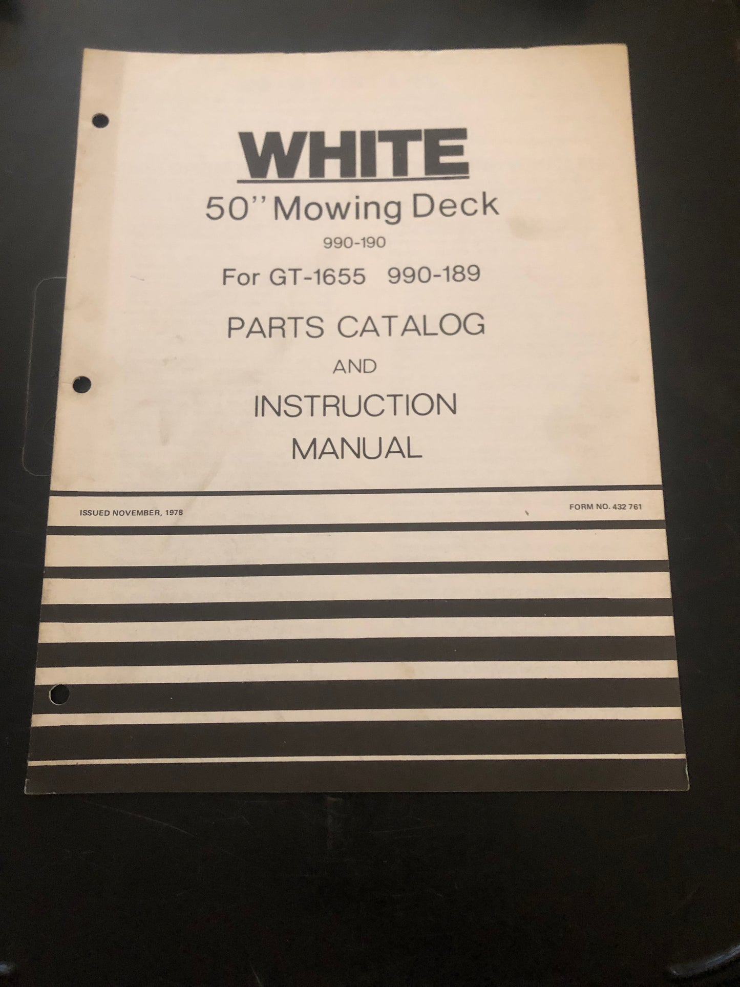 White _ 50” mower deck for GT-1655 _ Parts Catalog & Instruction Manual