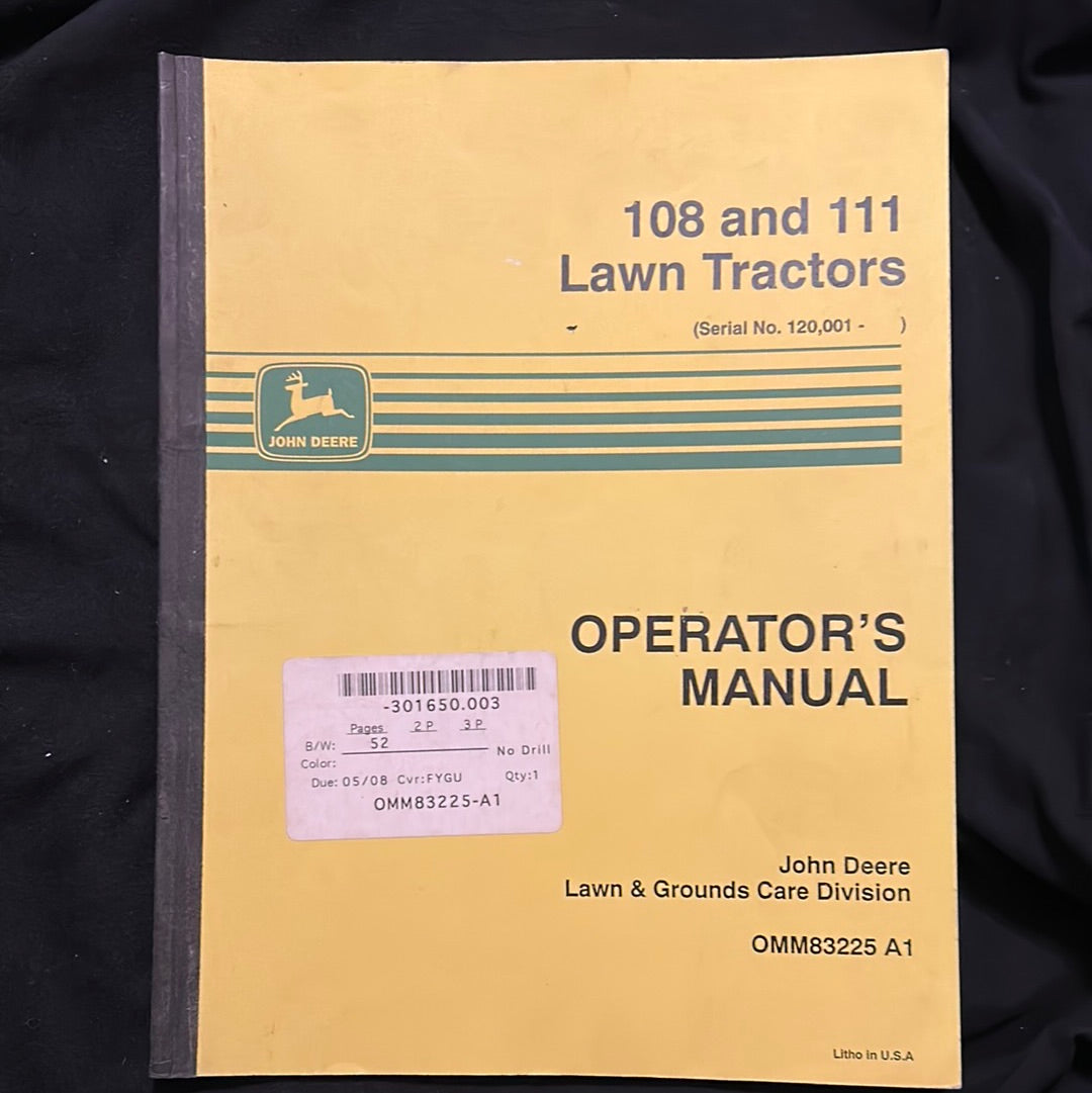 John Deere _ 108 & 111 Lawn Tractors _ Operator’s Manual