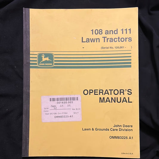 John Deere _ 108 & 111 Lawn Tractors _ Operator’s Manual