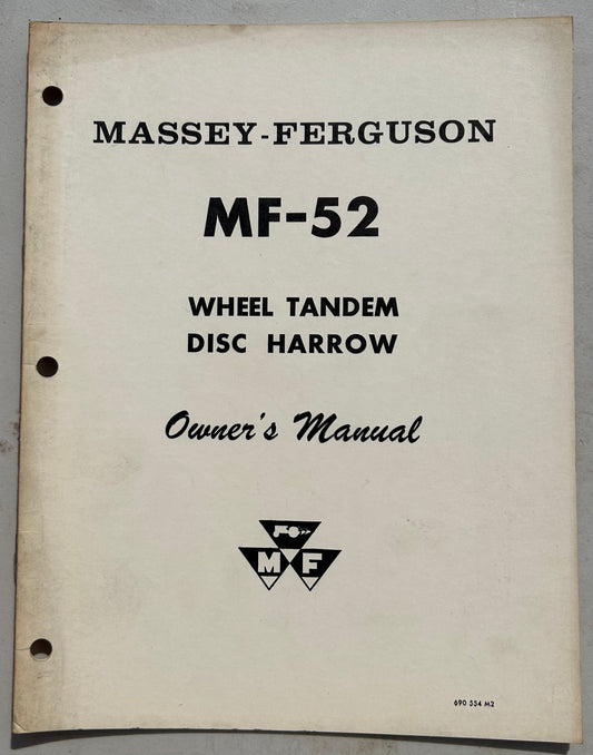 Massey Ferguson MF 52 Wheel Tandem Disc Harrow _ Owner’s Manual