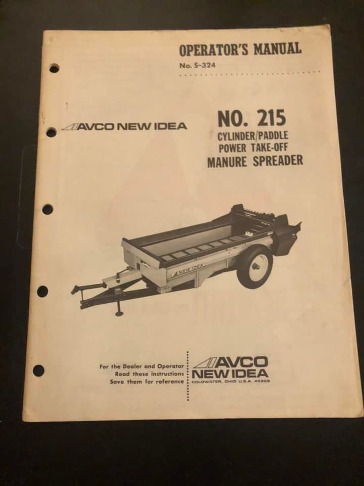 New Idea _ no 215 cylinder/paddle power take-off Manure Spreader _ Operator’s Manual