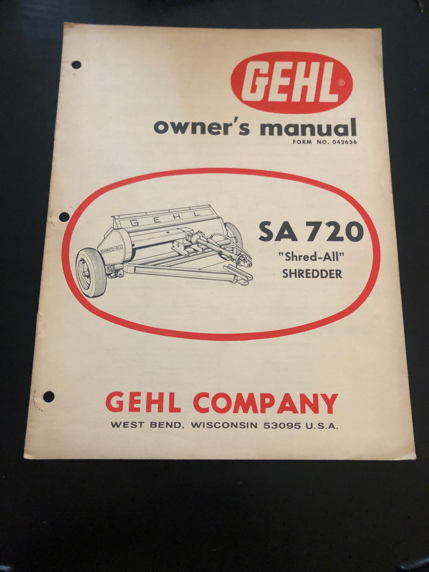 Gehl _ SA 720 “Shred-All” Shredder _ Owner’s Manual