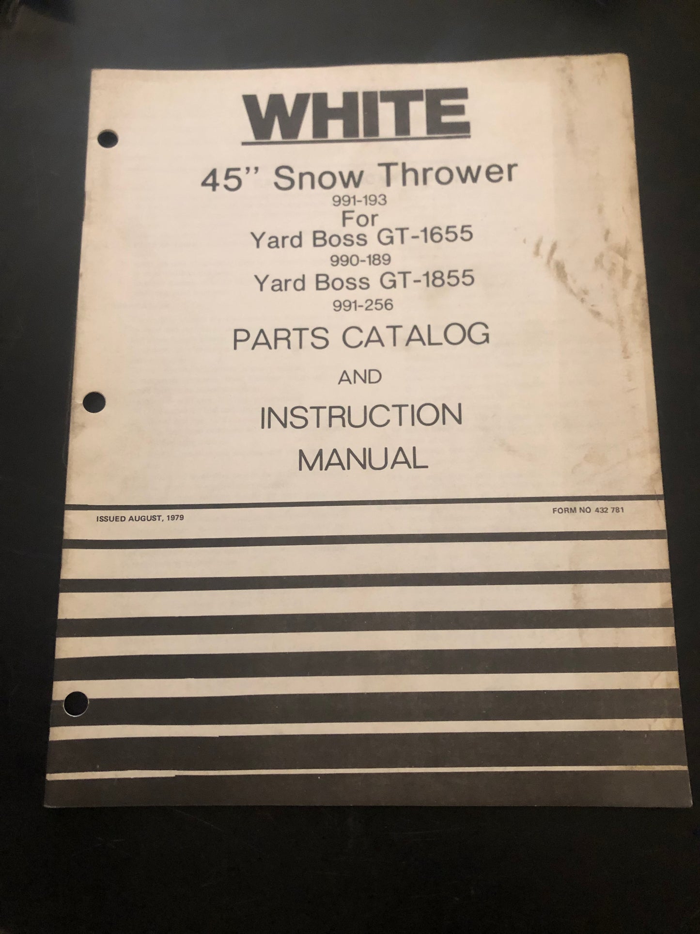 White _ 45” Snow Thrower for Yard Boss GT-1655 _ Parts Catalog & Instruction Manual