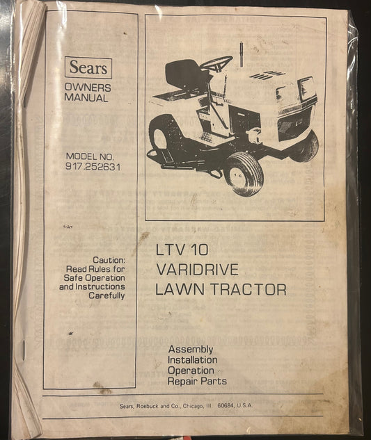 Sears _ LTV 10 VARIDRIVE Lawn Tractor _ Owners Manual