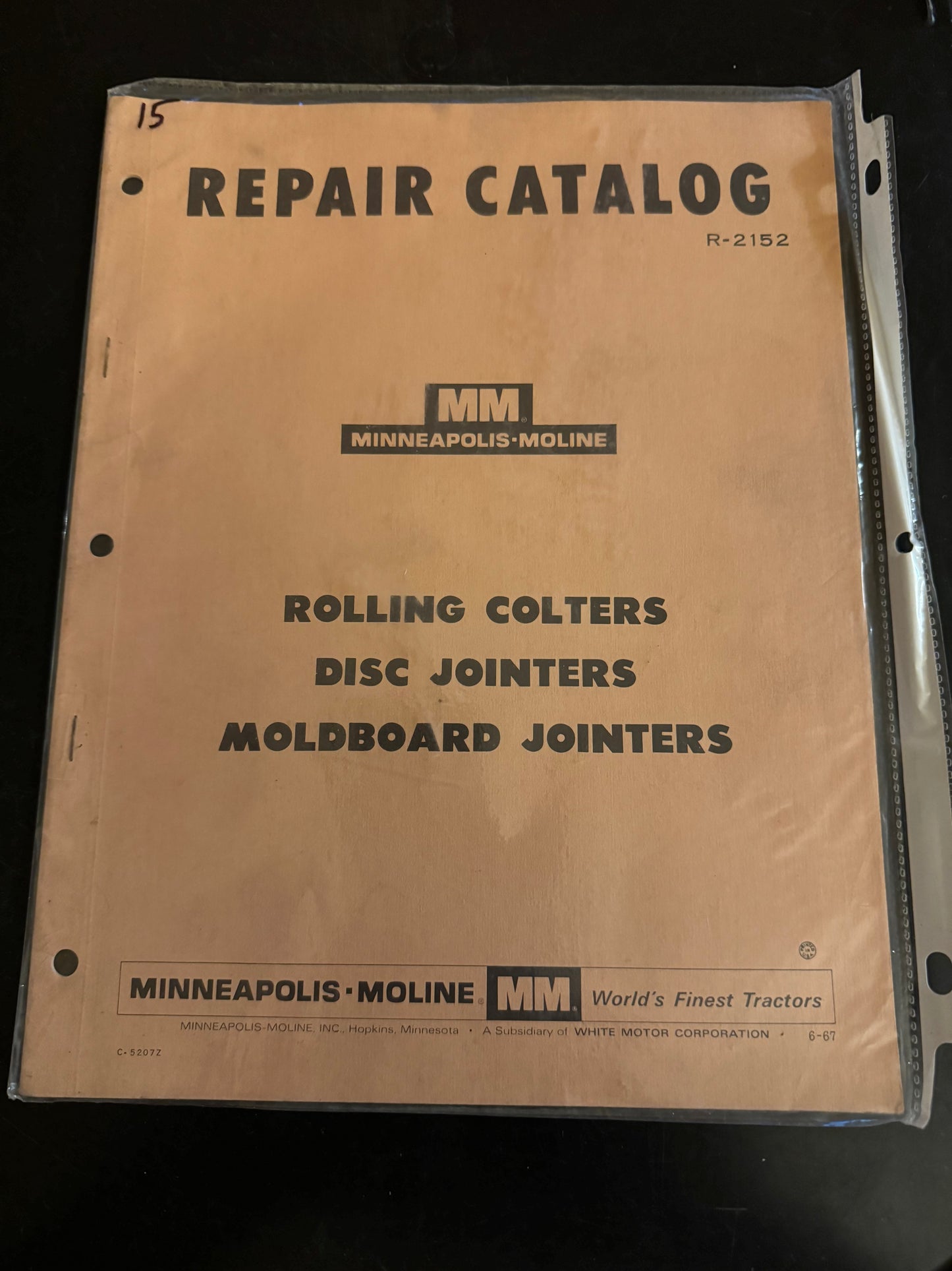 Minneapolis Moline _ Rolling Colters Disc Jointers Moldboard Jointers _ Repair Catalog R-2152