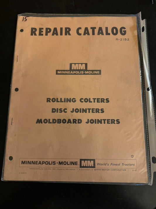 Minneapolis Moline _ Rolling Colters Disc Jointers Moldboard Jointers _ Repair Catalog R-2152