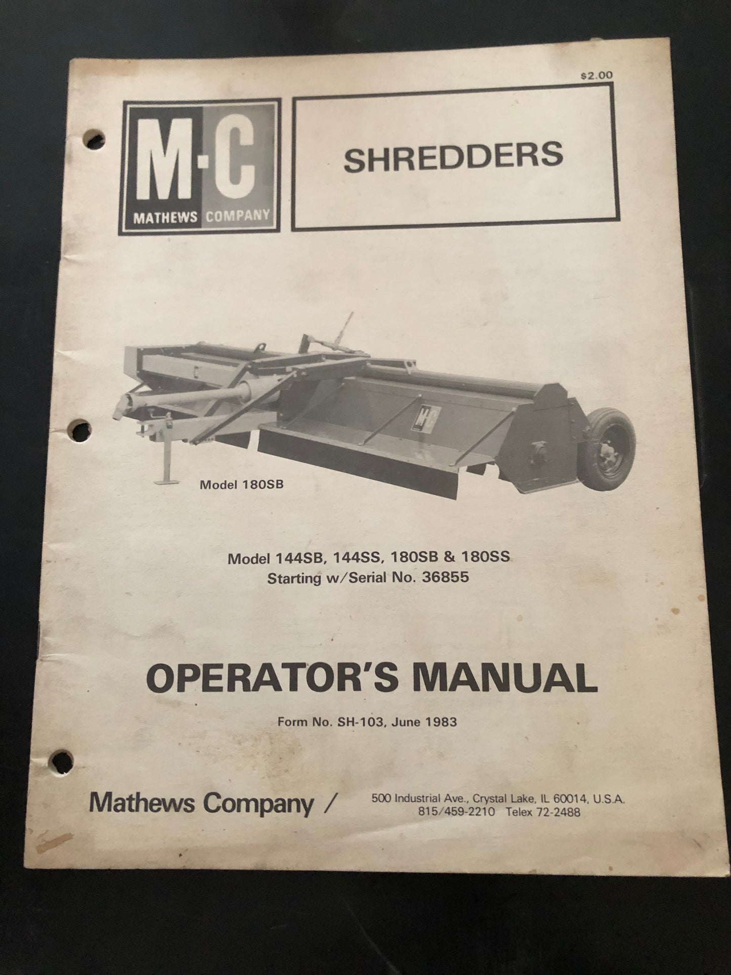 MC _ model 108SB Shredders _ Operator’s Manual