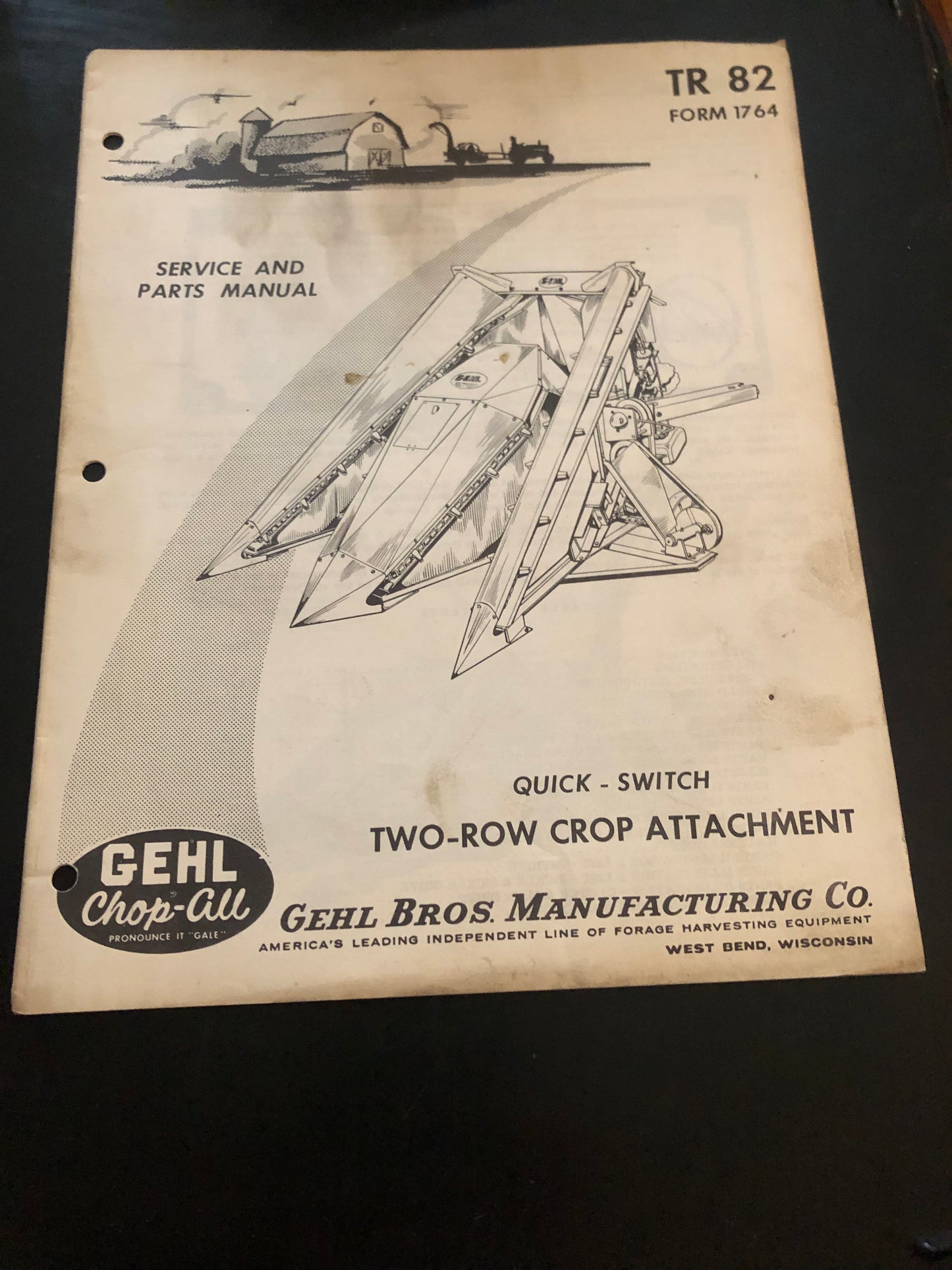 Gehl _ Quick Switch Two Row Crop Attachment TR 82 _ Service & Parts Manual Form# 1764