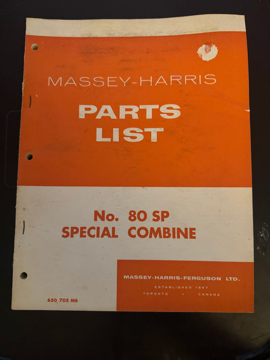 Massey-Harris _  no 80 SP Special Combine _ parts list 650-705 M6