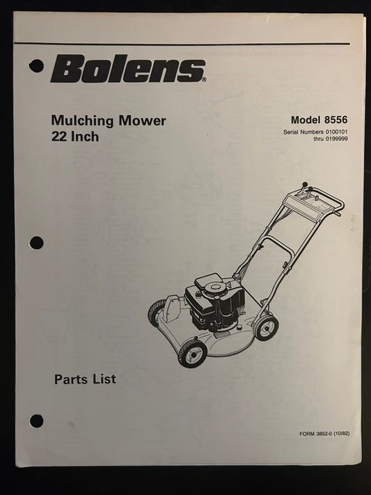 Bolens _ Mulching Mowers 22” model 8556 _ Parts List