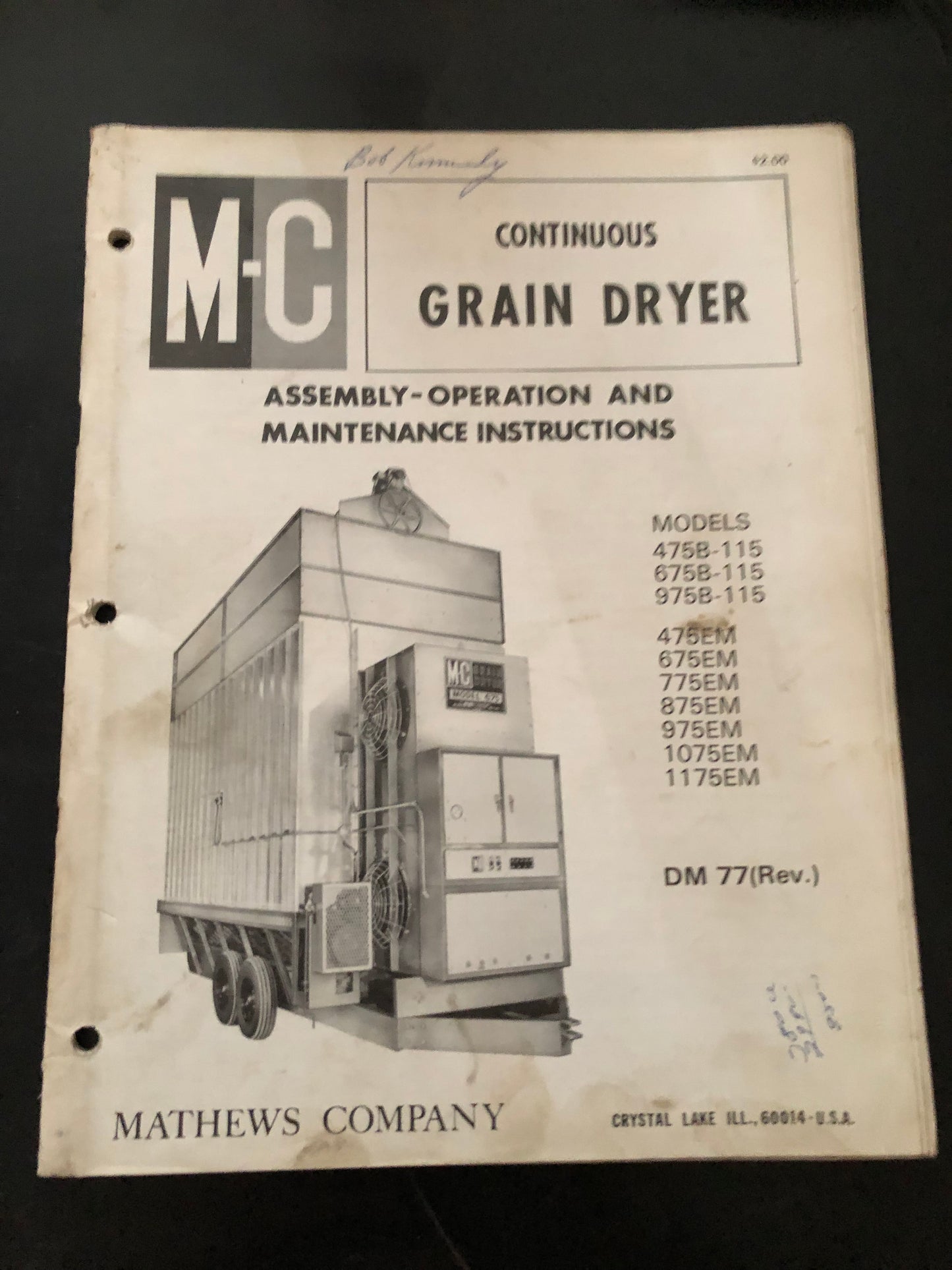 MC _ Continuous Grain Dryer DM-77 _ Assembly-Operation & Maintenance Instructions