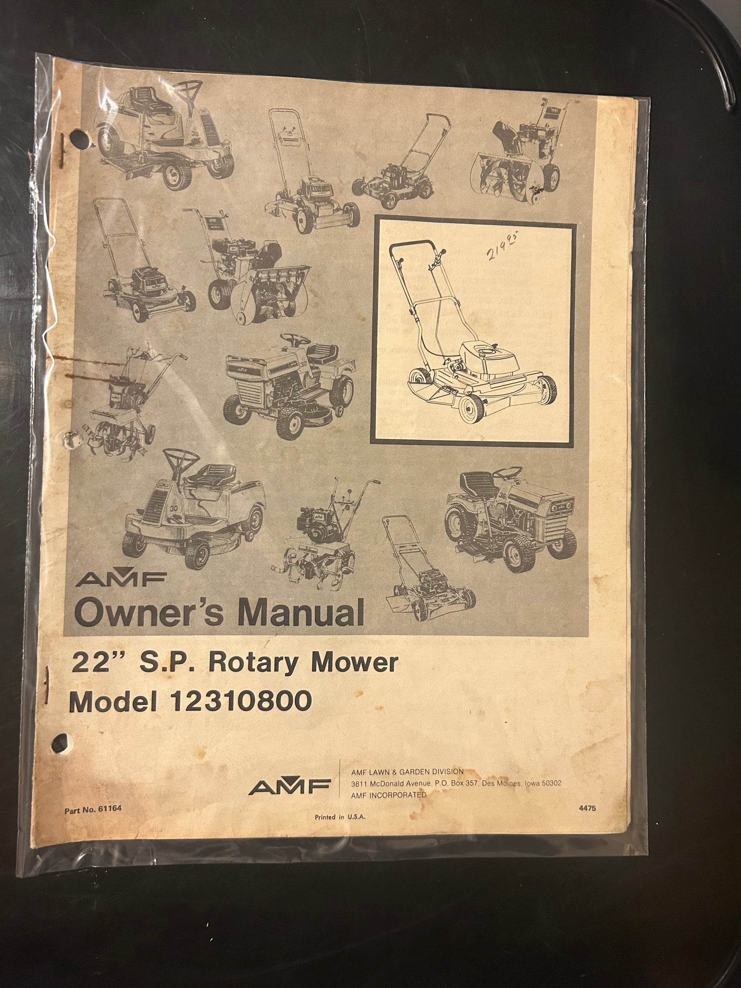 AMF _ 22” S.P. Rotary Mower model 12310700 _ Owner’s Manual